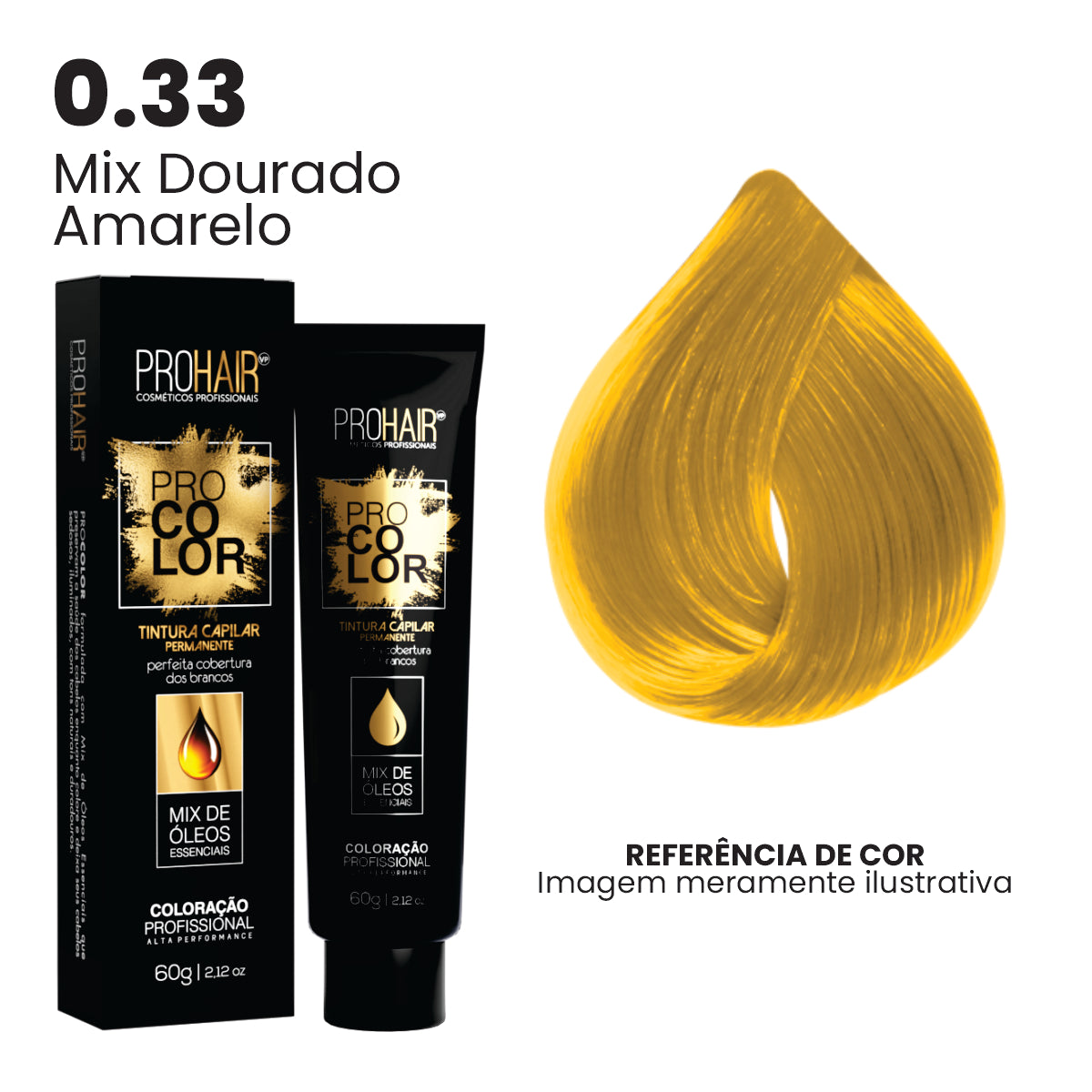 Coloração Profissional 60g Pro Color - 0.33 Mix Dourado Intenso