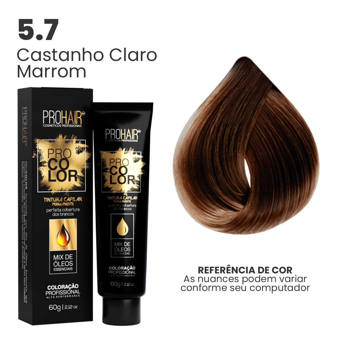 Coloração Profissional 60g Pro Color - 5.7 Castanho Claro Marro