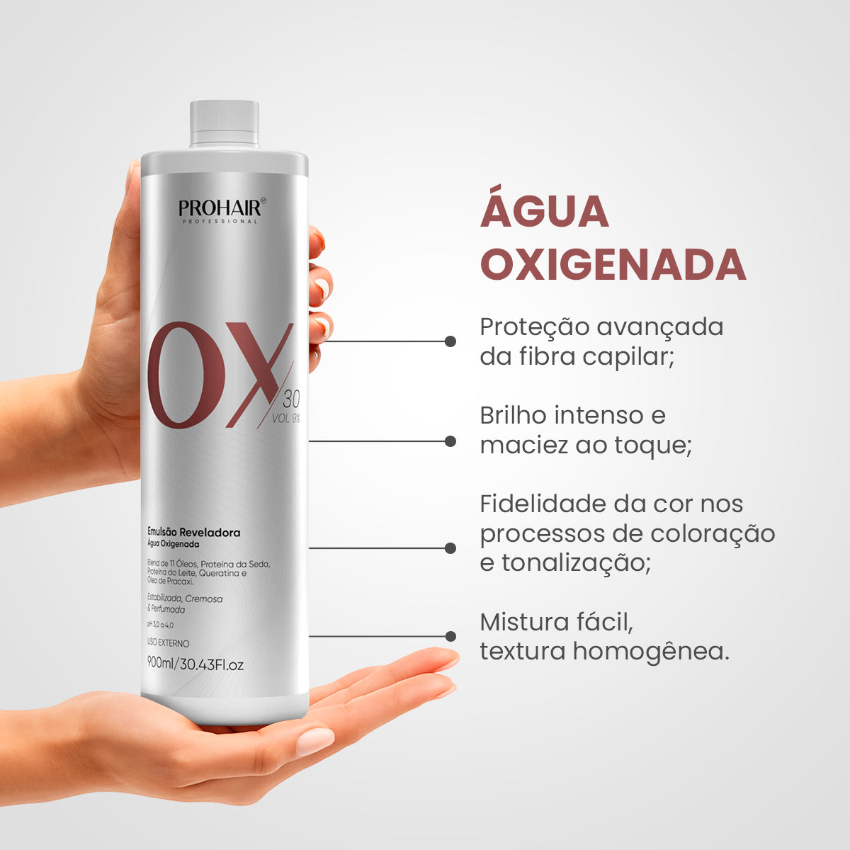 Água Oxigenada OX 30 Volumes 900mL - Prohair
