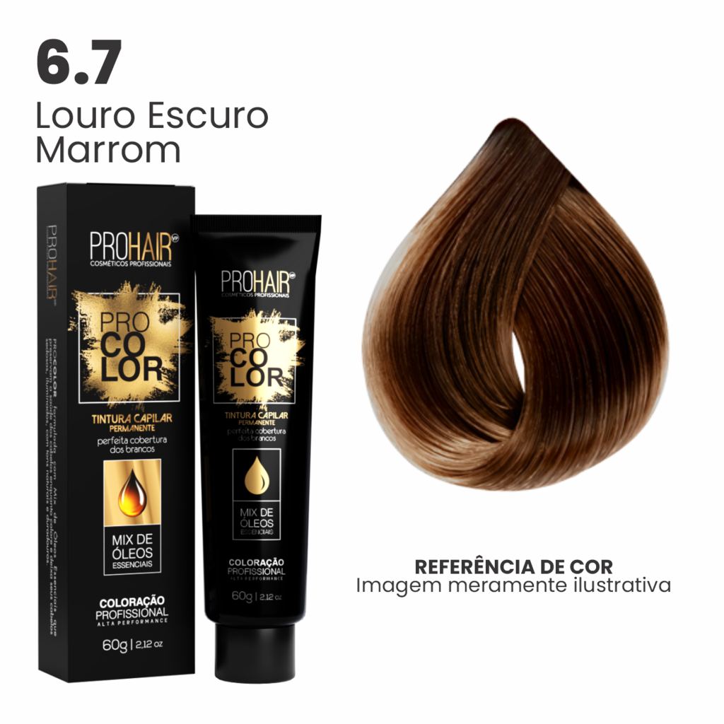 Coloração Profissional 60g Pro Color - 6.7 Louro Escuro Marrom